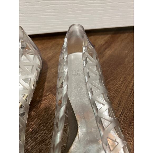 Stuart Weitzman Jellystone jelly ballet flats with clear rhinestones Women's 9 - Picture 10 of 11